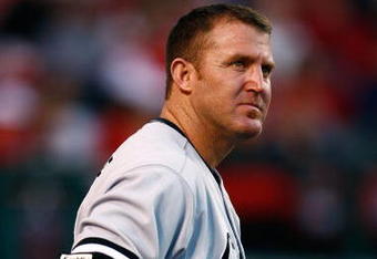 ANAHEIM, CA - MAY 25:  Jim Thome #25 of the Chicago White Sox looks on from the dugout against the Los Angeles Angels of Anaheim at Angel Stadium on May 25, 2009 in Anaheim, California.  (Photo by Jeff Gross/Getty Images)