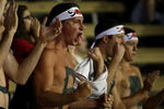 LOS ANGELES, CA - AUGUST 01:  Members of the Sam Querrey fan club known as the 'The Samurai' cheer during the match between Querrey and Tommy Haas of Germany on Day 6 of the LA Tennis Open at the Los Angeles Tennis Center - UCLA on August 1, 2009 in Los Angeles, California.  (Photo by Stephen Dunn/Getty Images)