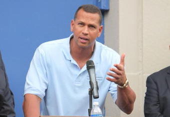 NEW YORK - JULY 23:  Professional Baseball player Alex Rodriguez addresses fans and the press during the opening of Columbia University College of Dental Medicine�s New Mobile Dental Van at  Edward W. Stitt Complex, MS 328 & MS 326 on July 23, 2009 in New York City.  (Photo by Michael Loccisano/Getty Images)