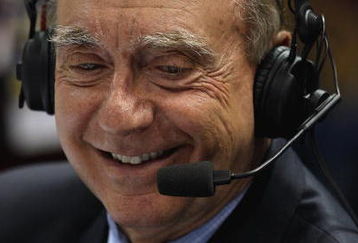 MILWAUKEE - FEBRUARY 25: Analyst Dick Vitale broadcasts a game between the Marquette Golden Eagles and the Connecticut Huskies on February 25, 2009 at the Bradley Center in Milwaukee, Wisconsin. Connecticut defeated Marquette 93-82. (Photo by Jonathan Daniel/Getty Images)