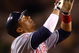 ANAHEIM, CA - JULY 27:  Victor Martinez #41 of the Cleveland Indians celebrates after hitting a three-run home run in the ninth inning against the Los Angeles Angels of Anaheim at Angel Stadium on July 27, 2009 in Anaheim, California. The Indians defeated the Angels 8-6.  (Photo by Jeff Gross/Getty Images)