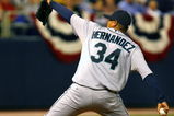 MINNEAPOLIS, MN - APRIL 6: Felix Hernandez #34 of the Seattle Mariners pitches against the Minnesota Twins on opening day at the Metrodome on April 6, 2009 in Minneapolis, Minnesota. (Photo by Scott A. Schneider/Getty Images)