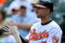 BALTIMORE - JULY 30:  Nick Markakis #21 of the Baltimore Orioles prepares to bat against the Kansas City Royals during MLB action at Oriole Park at Camden Yards on July 30, 2009 in Baltimore, Maryland. The Orioles defeated the Royals 7-3.  (Photo by Doug Pensinger/Getty Images)