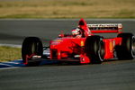 14 Feb 1999:  Michael Schumacher of Germany races the Ferrari during Formula One testing at the Circuit de Catalunya in Barcelona, Spain. \ Mandatory Credit: Mark Thompson /Allsport