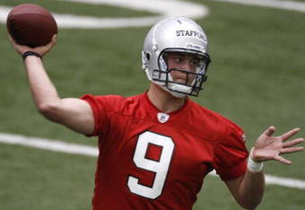 ALLEN PARK, MI - MAY 01:  Matt Stafford #9 of the Detroit Lions throws during rookie orientation camp at the Detroit Lions Headquarters and Training Facility on May 1, 2009 in Allen Park, Michigan.  (Photo by Gregory Shamus/Getty Images)