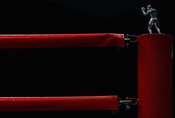 DOHA, QATAR - DECEMBER 12:  A boxing figurine is seen ringside during the Men's Boxing during the 15th Asian Games Doha 2006 at the Aspire Hall on December 12, 2006 in Doha, Qatar.   (Photo by Ryan Pierse/Getty Images for DAGOC)