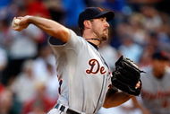 ARLINGTON, TX - JULY 29: Pitcher Justin Verlander #35 of the Detroit Tigers throws against the Texas Rangers on July 29, 2009 at Rangers Ballpark in Arlington, Texas. (Photo by Ronald Martinez/Getty Images)