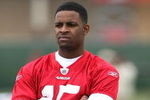 SANTA CLARA, CA - MAY 01:  Michael Crabtree #15 of the San Francisco 49ers looks on at practice during the 49ers Minicamp at their training facilities on May 1, 2009 in Santa Clara, California. Crabtree was the 49ers first round draft pick.  (Photo by Jed Jacobsohn/Getty Images)