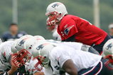 FOXBORO, MA - JULY 31:  Quarterback Tom Brady #12 of the New England Patriots lines up during training camp on July 31, 2009 at Gillette Stadium in Foxboro, Massachusetts.  (Photo by Elsa/Getty Images)