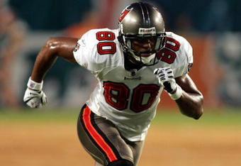 MIAMI - AUGUST 09:  Wide Receiver Michael Clayton  of the Tampa Bay Buccaneers plays against the Miami Dolphins on August 9, 2008 at Dolphin Stadium in Miami, Florida. Tampa defeated Miami 17-6.  (Photo by Marc Serota/Getty Images)