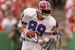 14 Sep 1997:  Wide receiver Steve Tasker of the Buffalo Bills runs with the football during a game against the Kansas City Chiefs at Arrowhead Stadium in Kansas City, Missouri.  The Chiefs won the game 22-16. Mandatory Credit: Andy Lyons  /Allsport