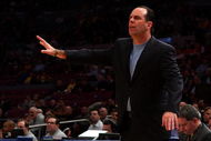 NEW YORK - MARCH 11:  Head Coach Mike Brey of the Notre Dame Fighting Irish reacts on the sideline during a game against the West Virginia Mountaineers during the second round of the Big East Tournament at Madison Square Garden on March 11, 2009 in New York City.  (Photo by Jim McIsaac/Getty Images)