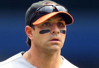 NEW YORK - JULY 22:  Brian Roberts #1 of the Baltimore Orioles looks on against the New York Yankees on July 22, 2009 at Yankee Stadium in the Bronx borough of New York City.  (Photo by Jim McIsaac/Getty Images)