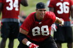 FLOWERY BRANCH, GA - AUGUST 01:  Tight end Tony Gonzalez #88 of the Atlanta Falcons during opening day of training camp on August 1, 2009 at the Falcons Training Complex in Flowery Branch, Georgia.  (Photo by Kevin C. Cox/Getty Images)