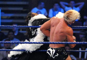 NEW YORK - APRIL 28:  Actress Sherri Shepherd smacks WWE wrestler Dolph Ziggler during a match at WWE SmackDown at Madison Square Garden on April 28, 2009 in New York City.  (Photo by George Napolitano/Getty Images)