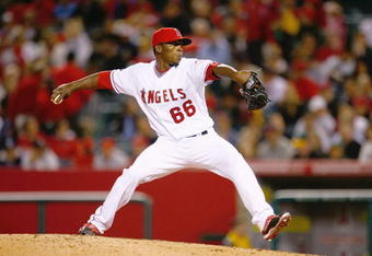 ANAHEIM, CA - APRIL 08:  Jose Arredondo #66 of the Los Angeles Angels of Anaheim throws a pitch against the Oakland Athletics at Angel Stadium on April 8, 2009 in Anaheim, California. The Athletics defeated the Angels 6-4.  (Photo by Jeff Gross/Getty Images)
