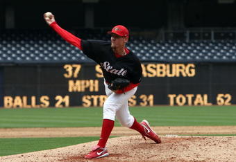 SAN DIEGO, CA- APRIL 3:  Starting Pitcher Stephen Strasburg #37 of the San Diego State Aztecs throws from the mound against the UC Davis Aggies during their game on April 3, 2009 at Petco Park in San Diego, California. (Photo by Donald Miralle/Getty Images)