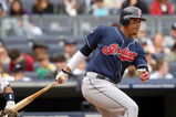 NEW YORK - APRIL 19:  Victor Martinez #41 of the Cleveland Indians bats against the New York Yankees at Yankee Stadium on April 19, 2009 in the Bronx borough of New York City.  (Photo by Ezra Shaw/Getty Images)