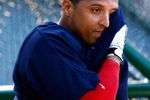 ANAHEIM, CA - JULY 27:  Victor Martinez #41 of the Cleveland Indians takes batting practice prior to the game against the Los Angeles Angels of Anaheim at Angel Stadium on July 27, 2009 in Anaheim, California.  (Photo by Jeff Gross/Getty Images)