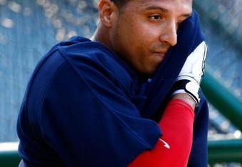 ANAHEIM, CA - JULY 27:  Victor Martinez #41 of the Cleveland Indians takes batting practice prior to the game against the Los Angeles Angels of Anaheim at Angel Stadium on July 27, 2009 in Anaheim, California.  (Photo by Jeff Gross/Getty Images)