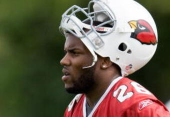 TEMPE, AZ - MAY 1 :  Chris Wells #26 of the Arizona Cardinals watches a drill during a team minicamp at the team training facility on May 1, 2009 in Tempe, Arizona.  (Photo by Jonathan Willey/Getty Images)