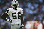 SAN FRANCISCO - OCTOBER 08:  Derrick Burgess #56 the Oakland Raiders looks on during the NFL game against the San Francisco 49ers at Monster Park on October 8, 2006 in San Francisco, California.  (Photo by Jed Jacobsohn/Getty Images)