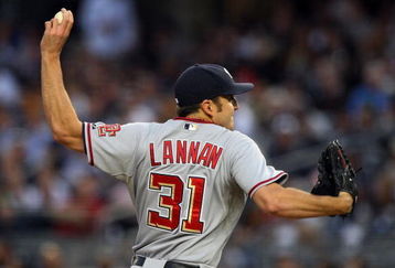 NEW YORK - JUNE 17:  John Lannan #31 of the Washington Nationals deals a pitch against the New York Yankees on June 17, 2009 at Yankee Stadium in the Bronx borough of New York City.  (Photo by Jim McIsaac/Getty Images)