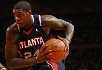 NEW YORK - MARCH 04:  Marvin Williams #24 of the Atlanta Hawks drives to the basket during the game against the New York Knicks at Madison Square Garden March 4, 2009 in New York City. NOTE TO USER: User expressly acknowledges and agrees that, by downloading and/or using this Photograph, User is consenting to the terms and conditions of the Getty Images License Agreement.  (Photo by Chris McGrath/Getty Images)