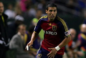 CARSON, CA - JUNE 13:  Javier Morales #11 of Real Salt Lake runs to the ball on the attack during the MLS match against the Los Angele Galaxy at The Home Depot Center on June 13, 2009 in Carson, California. Real Salt Lake defeated the Galaxy 2-0.  (Photo by Victor Decolongon/Getty Images)