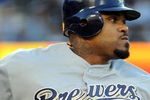 LOS ANGELES, CA - AUGUST 5:  Prince Fielder #28 of the Milwaukee Brewers grounds out against the Los Angeles Dodgers during the first inning at Dodger Stadium August 5, 2009 in Los Angeles, California.  (Photo by Harry How/Getty Images)