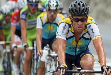 ANDORRA - JULY 10:  Lance Armstrong of the USA and Team Astana in action during stage seven of the 2009 Tour de France from Barcelona to Andorra, on July 10, 2009 in Andorra.  (Photo by Bryn Lennon/Getty Images)