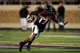 LUBBOCK, TX - NOVEMBER 08:  Wide receiver Detron Lewis #17 of the Texas Tech Red Raiders during play against the Oklahoma State Cowboys at Jones AT&T Stadium on November 8, 2008 in Lubbock, Texas.  (Photo by Ronald Martinez/Getty Images)