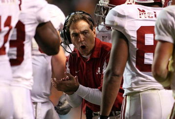 KNOXVILLE, TN - OCTOBER 25:  Nick Saban the Head Coach of the Alabama Crimson Tide is pictured during the game against the Tennessee Volunteers at Neyland Stadium on October 25, 2008 in Knoxville, Tennessee.  (Photo by Andy Lyons/Getty Images)