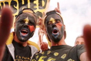 22 Jan 1996:  Pittsburgh Steelers fans Bryan Jarvis and Sean Kincaid of Indiana show their support while they wait for the arrival of the Steeler players at Phoenix Sky Harbor Airport in Phoenix, Arizona.  The Steelers were arriving for their January 28 g