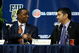 MIAMI - APRIL 15: Isiah Thomas (L) shakes the hand of Director of Athletics Pete Garcia after Thomas was introduced as the new head coach for Florida International Univeristy men's basketball team at U.S.Century Bank Arena on April 15, 2009 in Miami, Florida. (Photo by Doug Benc/Getty Images)