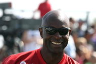 MALIBU, CA - JULY 24: Athlete Jerry Rice poses at the Madden NFL 10 Pigskiin Pro-Am on Xbox 360 event  on July 24, 2009 in Malibu, California.  (Photo by Frazer Harrison/Getty Images)