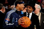 PHOENIX - FEBRUARY 15:  Allen Iverson #1 of the Eastern Conference talks to director Spike Lee before the 58th NBA All-Star Game, part of 2009 NBA All-Star Weekend at US Airways Center on February 15, 2009 in Phoenix, Arizona.  NOTE TO USER: User expressly acknowledges and agrees that, by downloading and or using this photograph, User is consenting to the terms and conditions of the Getty Images License Agreement.  (Photo by Kevork Djansezian/Getty Images)