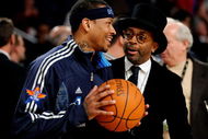 PHOENIX - FEBRUARY 15:  Allen Iverson #1 of the Eastern Conference talks to director Spike Lee before the 58th NBA All-Star Game, part of 2009 NBA All-Star Weekend at US Airways Center on February 15, 2009 in Phoenix, Arizona.  NOTE TO USER: User expressly acknowledges and agrees that, by downloading and or using this photograph, User is consenting to the terms and conditions of the Getty Images License Agreement.  (Photo by Kevork Djansezian/Getty Images)