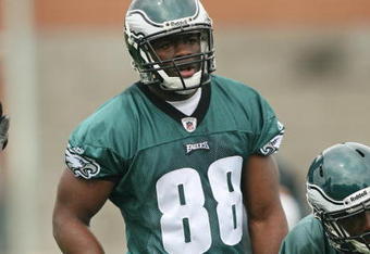 PHILADELPHIA - MAY 1: Tight end Cornelius Ingram #88 of the Philadelphia Eagles looks on during minicamp practice at the NovaCare Complex on May 1, 2009 in Philadelphia, Pennsylvania. (Photo by Hunter Martin/Getty Images)