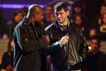 LAS VEGAS - DECEMBER 07:  FC Light Heavyweight Mixed Martial Arts Champion Quinton 'Rampage' Jackson (L) and mixed martial arts fighter Forrest Griffin speak at Spike TV's 2007 'Video Game Awards' at the Mandalay Bay Events Center on December 7, 2007 in Las Vegas, Nevada.  (Photo by Ethan Miller/Getty Images)