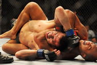 PHILADELPHIA - AUGUST 08: Lightweight champion BJ Penn (R) battles Kenny Florian during their lightweight championship title bout at UFC 101: Declaration at the Wachovia Center on August 8, 2009 in Philadelphia, Pennsylvania. (Photo by Jon Kopaloff/Getty Images)