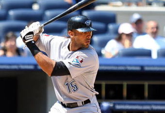 NEW YORK - JULY 06:  Alex Rios #15 of the Toronto Blue Jays bats against the New York Yankees on July 6, 2009 at Yankee Stadium in the Bronx borough of New York City.  (Photo by Jim McIsaac/Getty Images)