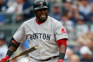 NEW YORK - AUGUST 08:  David Ortiz #34 of the Boston Red Sox grimaces after a pitch during the game on August 8, 2009 at Yankee Stadium in the Bronx borough of New York City.  (Photo by Jared Wickerham/Getty Images)