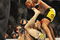 PHILADELPHIA - AUGUST 08:  (Top) Anderson Silva battles  Forrest Griffin during their light heavyweight bout at UFC 101: Declaration at the Wachovia Center on August 8, 2009 in Philadelphia, Pennsylvania.  (Photo by Jon Kopaloff/Getty Images)