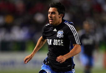 CARSON, CA - APRIL 03:  Shea Salinas #15 of the San Jose Earthquakes pressures the Los Angeles Galaxy defense in the first half during their MLS game at the Home Depot Center on April 3, 2008 in Carson, California.  The Galaxy defeated the Earthquakes 2-0.  (Photo by Victor Decolongon/Getty Images)