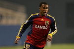 SEATTLE - MARCH 28:  Robbie Findley #10 of Real Salt Lake paces the ball on the right wing during their MLS match against the Seattle Sounders on March 28, 2009 at Qwest Field in Seattle, Washington. The Sounders defeated RSL 2-0. (Photo by Otto Greule Jr/Getty Images)