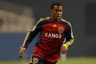 SEATTLE - MARCH 28: Robbie Findley #10 of Real Salt Lake paces the ball on the right wing during their MLS match against the Seattle Sounders on March 28, 2009 at Qwest Field in Seattle, Washington. The Sounders defeated RSL 2-0. (Photo by Otto Greule Jr/Getty Images)