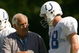 TERRE HAUTE, IN - JULY 28:  Offensive coordinator Tom Moore talks with Peyton Manning #18 during the Indianapolis Colts training camp July 28, 2005 at the Rose-Hulman Institute of Technology in Terre Haute, Indiana.  (Photo by Elsa/Getty Images)