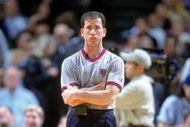 6 Dec 2000:  Referee Tim Donaghy  stands on the court during the game between the New York Knicks and the Dallas Mavericks at the Reunion Arena in Dallas, Texas. The Mavericks defeated the Knicks 94-85.   NOTE TO USER: It is expressly understood that the only rights Allsport are offering to license in this Photograph are one-time, non-exclusive editorial rights. No advertising or commercial uses of any kind may be made of Allsport photos. User acknowledges that it is aware that Allsport is an editorial sports agency and that NO RELEASES OF ANY TYPE ARE OBTAINED from the subjects contained in the photographs.  Mandatory Credit: Ronald Martinez  /Allsport