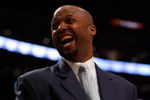 LOS ANGELES, CA - MAY 29:  Assistant coach Brian Shaw of the Los Angeles Lakers reacts while taking on the San Antonio Spurs in Game Five of the Western Conference Finals during the 2008 NBA Playoffs on May 29, 2008 at Staples Center in Los Angeles, California.  NOTE TO USER: User expressly acknowledges and agrees that, by downloading and/or using this Photograph, user is consenting to the terms and conditions of the Getty Images License Agreement.  (Photo by Jeff Gross/Getty Images)